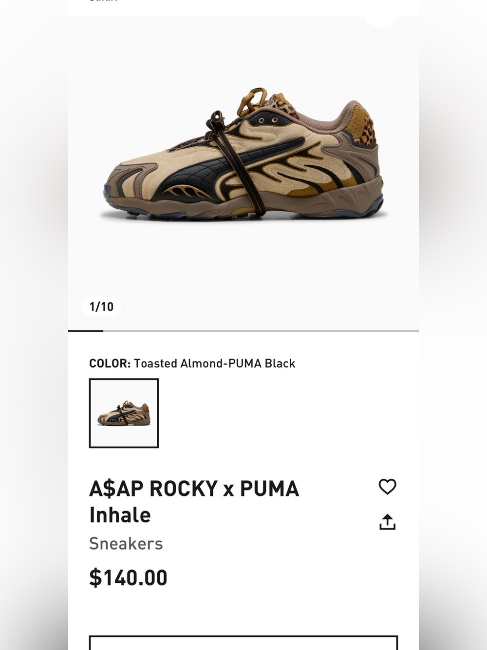 A$ap Rocky x Puma Inhale Sneakers Sz 10